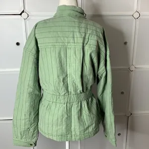 GAP Quilted Utility Belted Jacket In Green Dollar Size Medium thumbnail 3