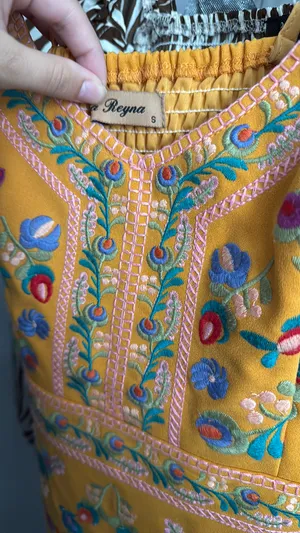 Boutique Floral Embroidered Yellow Midi Dress thumbnail 3