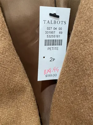 Talbots Italian Wool Longline Blazer Camel Brown Womens Petite Size 2P NWT thumbnail 5