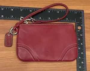 Coach Red Wine Leather Wristlet Small thumbnail 10