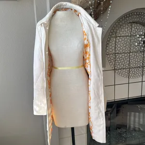 Tulle Peacoat medium Ivory Wool Blend Long Jacket Old Money Career Button-Up thumbnail 8