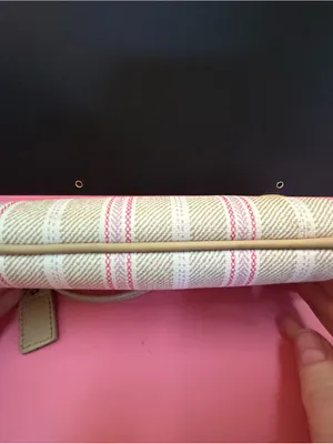 Coach Beige Stripe Wristlet with Pink Accents thumbnail 10