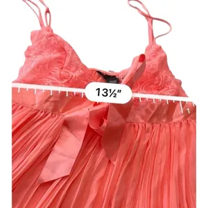 Vintage Victoria's Secret Pink Pleated Babydoll Lace Satin Bow Lingerie M Y2K thumbnail 14