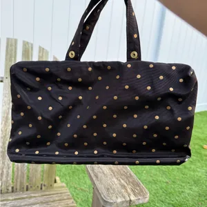 VTG 80’s Christian Dior Black Gold Polk A Dot Cosmetic Bag Travel Toiletries‎ C thumbnail 3