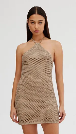 Significant Other Siena Mini Dress Size 2 Halter Crochet Knit thumbnail 1