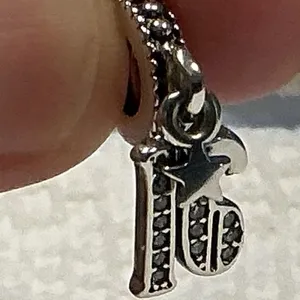 Pandora 16th Celebration Sweet 16 Dangle Charm 797261CZ Sterling Silver CZ thumbnail 6