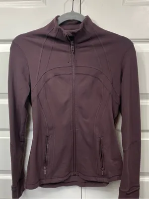 lululemon athletica Burgundy Full Zip Jacket Zipped Pockets Thumbholes 8 thumbnail 1