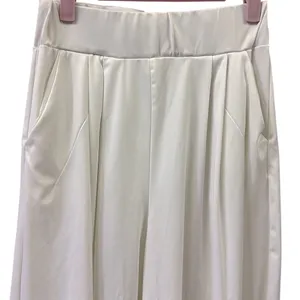 Source Unknown White Wide Leg High Waist Pull On Pants Pleated Front with Pockets Womens Medium thumbnail 3