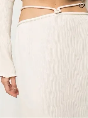 NEW Jonathan Simkhai Women’s Mia Plisse Skirt Sandstone thumbnail 5