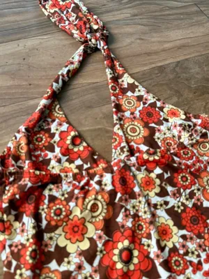 Floral Halter dress in orange and Brown thumbnail 3