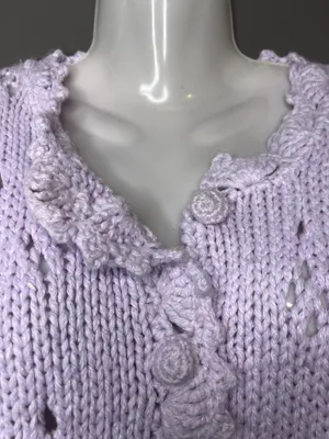 Vintage The Weathervane Cardigan Sweater Womens Medium Purple Crochet Knit thumbnail 5