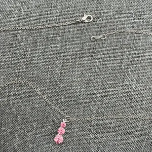 Korea Signed Silver Tone Pink Rhinestone Necklace thumbnail 3