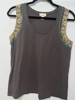 Lucy & Laurel Embellished Boho Chic Tank Top Size M thumbnail 6