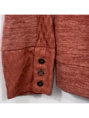 Les Serein Size M Rust Lace Sleeve Knit Top thumbnail 3