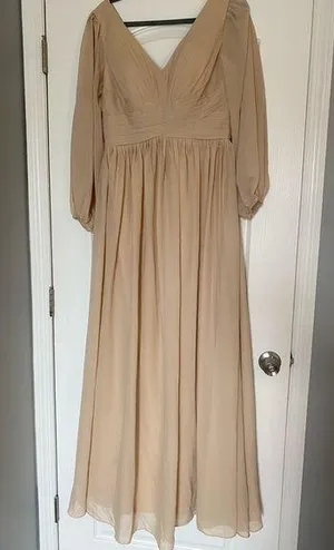 Long sleeve tan maxi formal dress Size M thumbnail 1