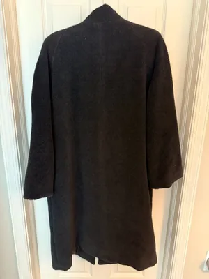 Jones New York Black Wool Alpaca Blend Button Front Midi Coat Size 12 thumbnail 4