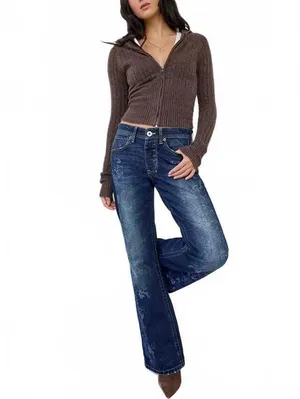 UO BDG Teo Printed Relaxed Low-Rise Bootcut Jeans Urban Outfitters NWT Size 26 thumbnail 6