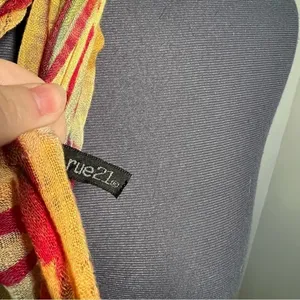 Rue 21 Women's Scarf Orange Yellow Magenta Pink Teal Fringe Hem Flower Rain thumbnail 8