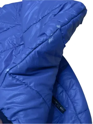 Patagonia Patched Blue Down Puffer Coat Jacket Full Zip Insulated Women L FLAWED thumbnail 9