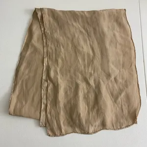 EUC Women’s tan‎ gold striped thin sheer lightweight scarf wrap thumbnail 2