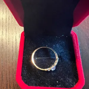 Dainty White Gold Diamond Ring with Accent Stones thumbnail 3
