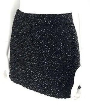 Karina Grimaldi Black Silk Sequin Skirt Sz S $218 thumbnail 1