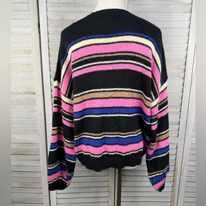 PROMESA Women's Bubble Sleeve Crewneck Striped Sweater-Medium thumbnail 2