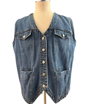 Vintage Bill Bass jean blue denim vest 1X thumbnail 9