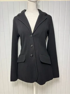 Lauren Ralph Lauren Black Cotton Sweater-Knit Blazer‎ size S thumbnail 3