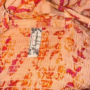 NEW FREE PEOPLE heat wave printed maxi slip dress in dusk coral combo sz L thumbnail 6