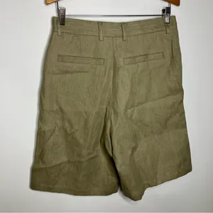 Zara cotton linen blend shorts green women’s size 29 new‎ without tags modern thumbnail 4