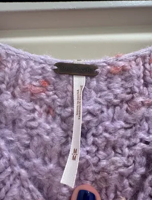 Free People Womens Sunset Cloud Pullover Sweater Purple Chunky Knit Crop Top thumbnail 10
