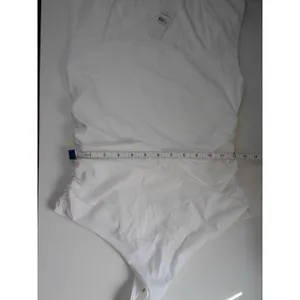 LOFT Versa White Square Neck Ruched Sleeveless Bodysuit L NWT‎ Clean Girl Base thumbnail 9