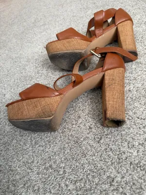 Sereia Brown Faux Leather Strappy Platform Block Heel Sandals Size US 12 thumbnail 6