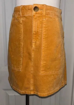 American Eagle Mustard Corduroy Skirt thumbnail 1