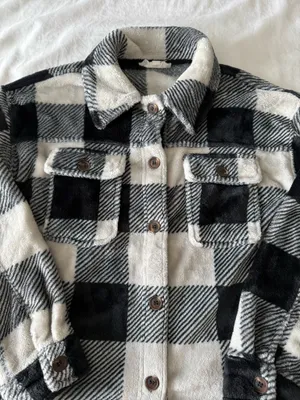 Black And White Plaid Soft Shacket thumbnail 2