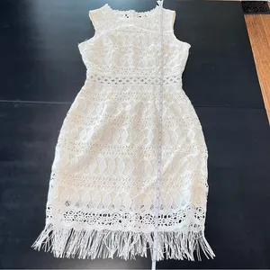 Lulus‎ Kenna White Crochet Lace Sleeveless Bodycon Dress MEDIUM thumbnail 10