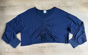 EUC Aerie Offline long sleeve blue cinch front terrycloth sweatshirt Cropped XL thumbnail 1
