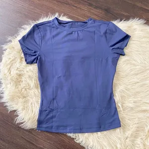 NWOT Automet Dark Blue Tight Slimming Workout Basic Crewneck T-Shirt XS thumbnail 1