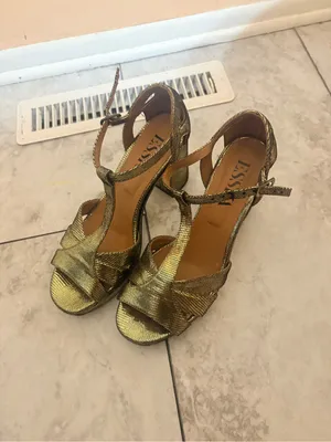 Esska Gold & Black Platform Heels Size 9 thumbnail 2