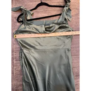 Petal & Pup Selma Off Shoulder Maxi Dress Olive Gown Satin Bows Size XL thumbnail 11