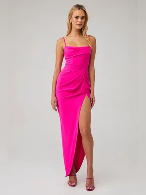 Amanda Uprichard Jasalina Hot Pink Satin Maxi Dress Womens Small EUC thumbnail 2