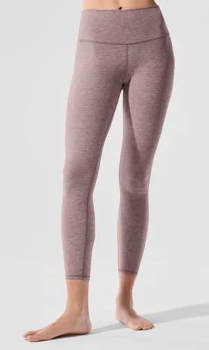 Alo Alosoft High-Waist 7/8 Highlight Legging in Dark Pink Quartz Heather thumbnail 1