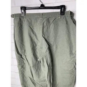 Sag Harbor Sport Capri Pants Woman Olive Green Womens 16W Linen‎ Zip Lagenlook thumbnail 6
