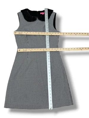 Betsey Johnson Lace Collar Houndstooth Sheath Dress Black White Sz 6 Sleeveless thumbnail 13