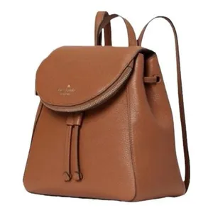 Kate Spade New York Leila Medium Flap Backpack Brown Pebbled Leather thumbnail 1