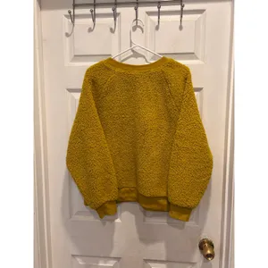 Old Navy Womens Mustard Yellow Sherpa Teddy Fleece‎ Pullover Sweatshirt Large thumbnail 5