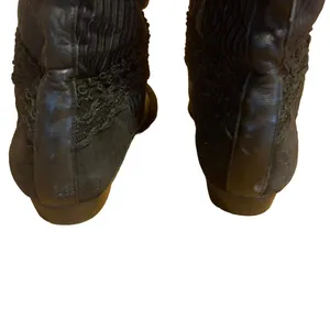 Vintage 1980'S Black Leather Fringe & Ricrac Knee High Boots (36.5) thumbnail 8