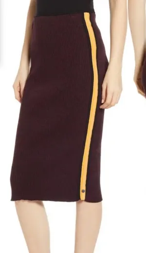 Scotch & Soda Dans La Nuit Fitted Ribbed Knit Skirt Side‎ Stripes Bodycon Size M thumbnail 1