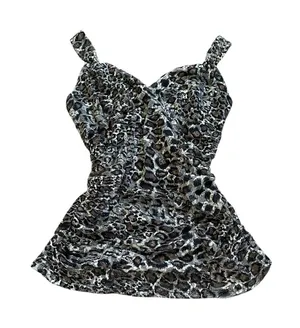 Express Mesh Lace Animal Print Babydoll Ruched Y2K Indie Sleaze Edgy Mob Wife thumbnail 1